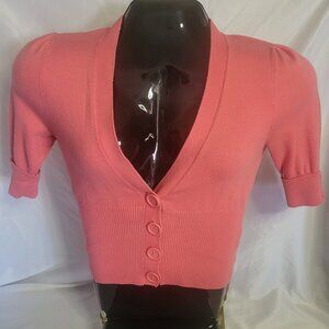 Take Out Pink Cropped Button Cardigan (Size S)